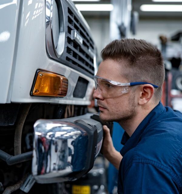 Auto-Body-Technician-working-on-a-bumper-repiar-at-Collision-Care