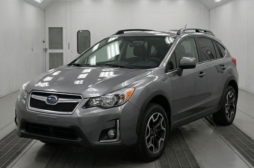 Subaru Certified Collision Repair subaru in paintbooth Subaru Certified Collision Repair subaru in paintbooth