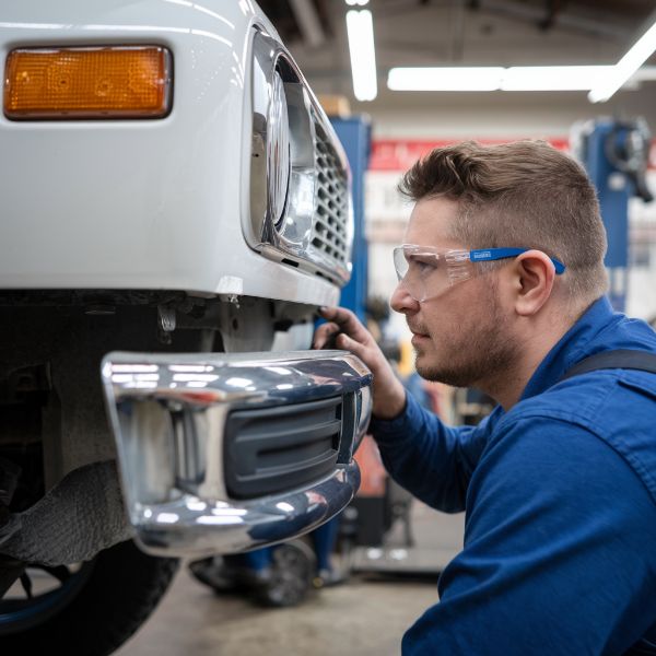 auto body technician doing Bumper Repair at Collision Care bumper repair bumper tech