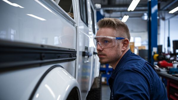 Auto-Body-Technician-at-Collision-Repair-doing-a-fender-repair-in-the-body-shop